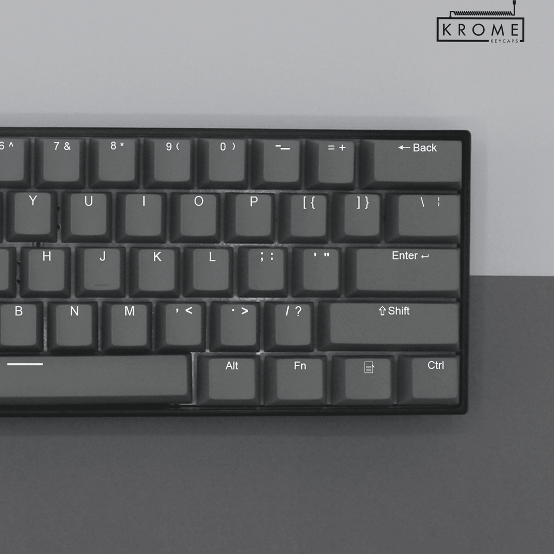 Grey PBT Hungarian Keycaps - ISO-HU - 100% Size - Dual Language Keycaps - kromekeycaps