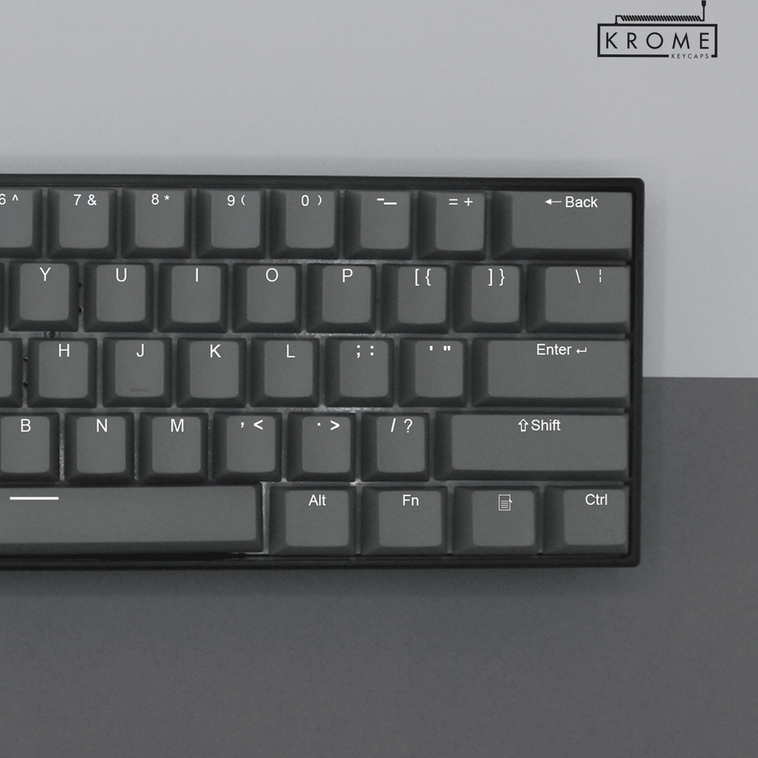 UK Grey PBT Keychron (Layout) Keycaps - 100% Size - Dual Language Keycaps - kromekeycaps