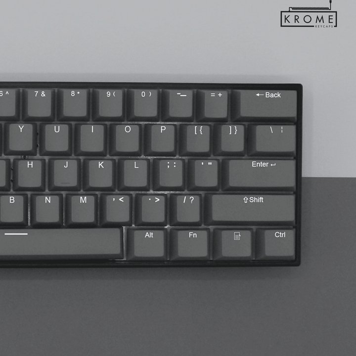 Grey PBT German Keycaps - ISO-DE - 100% Size - Dual Language Keycaps - kromekeycaps