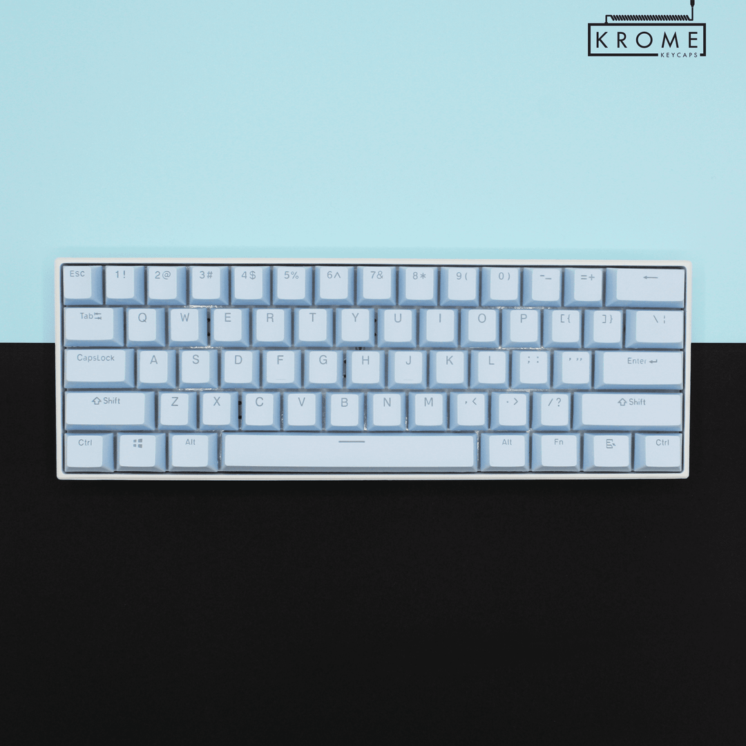 UK Light Blue PBT Japanese (Hiragana) Keycaps - 100% Size - Dual Language Keycaps - kromekeycaps