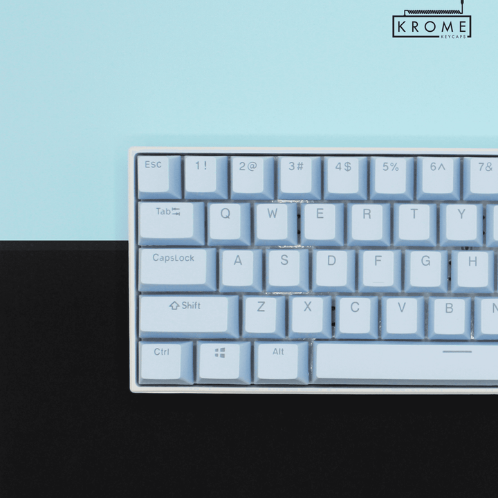 Light Blue PBT Czech Keycaps - ISO-CZ - 100% Size - Dual Language Keycaps - kromekeycaps