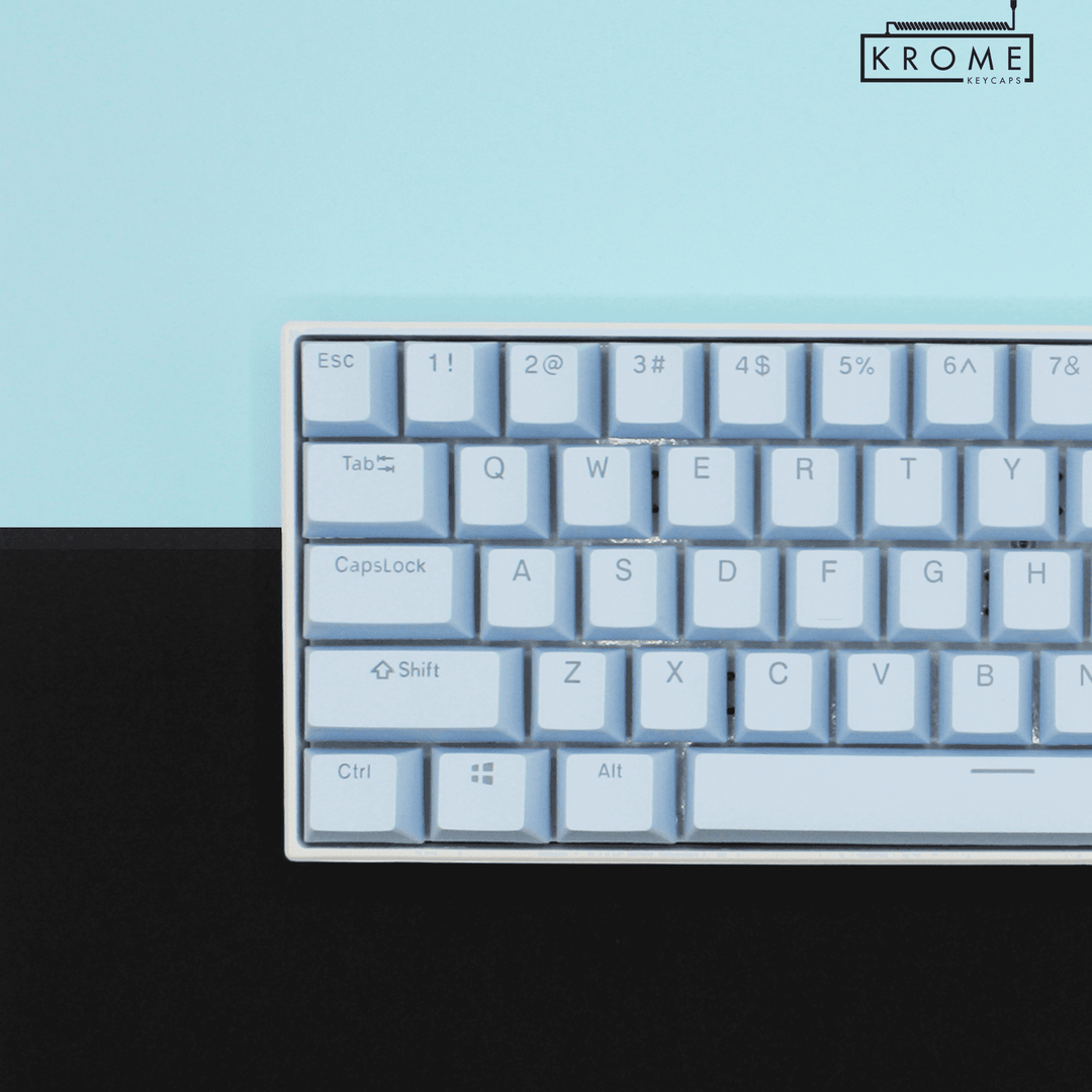 US Light Blue PBT Korean (Hangul) Keycaps - 100% Size - Dual Language Keycaps - kromekeycaps