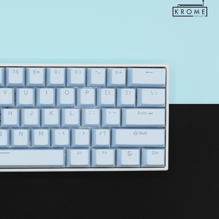 UK Light Blue PBT Korean (Hangul) Keycaps - 100% Size - Dual Language Keycaps - kromekeycaps