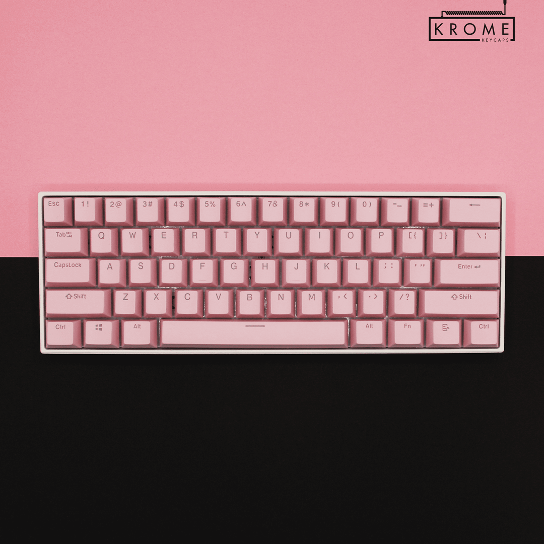 Light Pink PBT Portuguese Keycaps - ISO-PT - 100% Size - Dual Language Keycaps - kromekeycaps