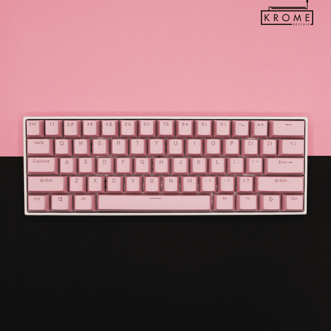 UK Light Pink PBT Keychron (Layout) Keycaps - 100% Size - Dual Language Keycaps - kromekeycaps