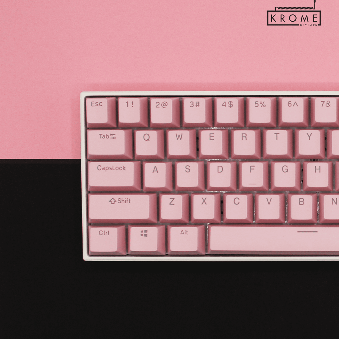 UK Light Pink PBT Japanese (Hiragana) Keycaps - 100% Size - Dual Language Keycaps - kromekeycaps