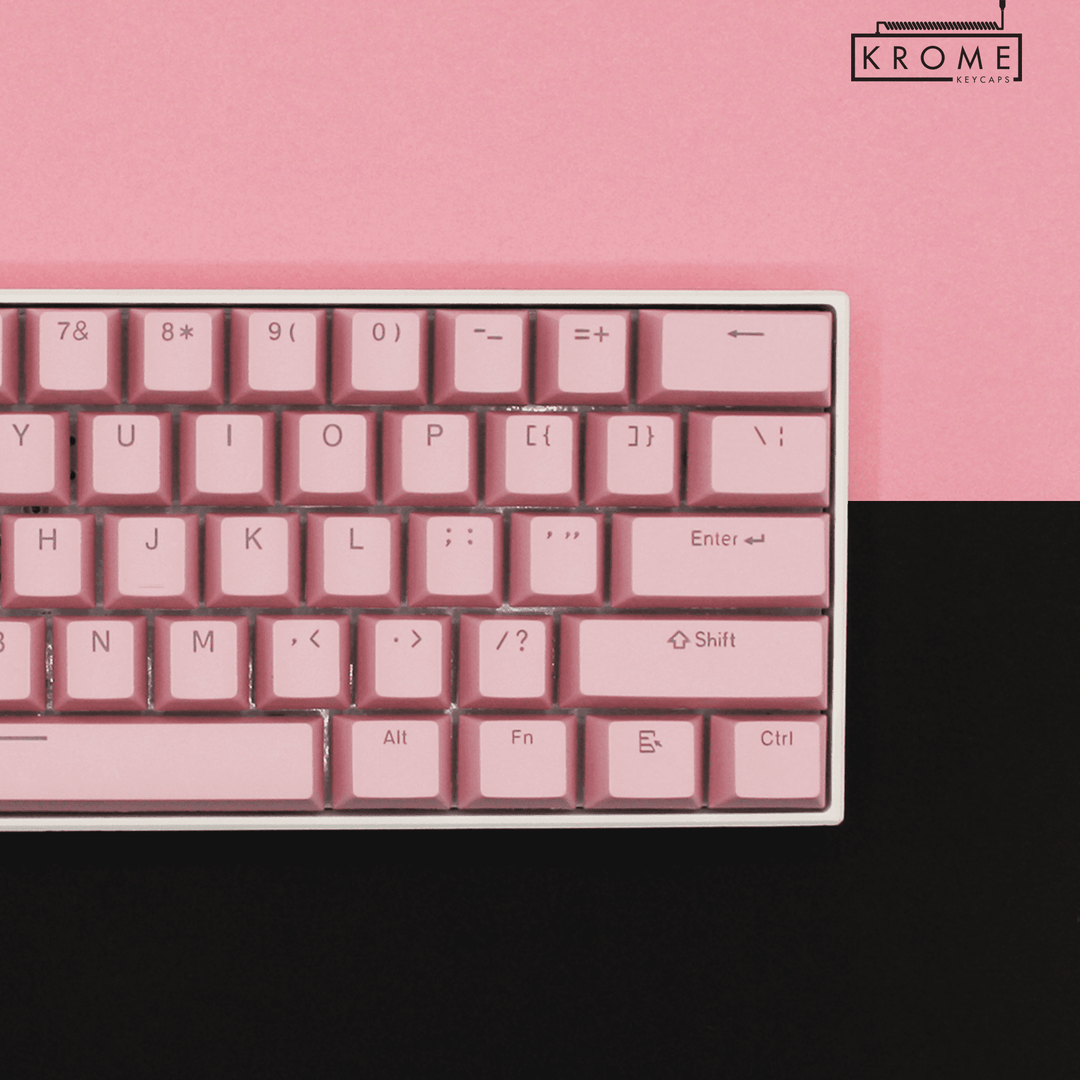 US Light Pink PBT Japanese (Hiragana) Keycaps - 100% Size - Dual Language Keycaps - kromekeycaps