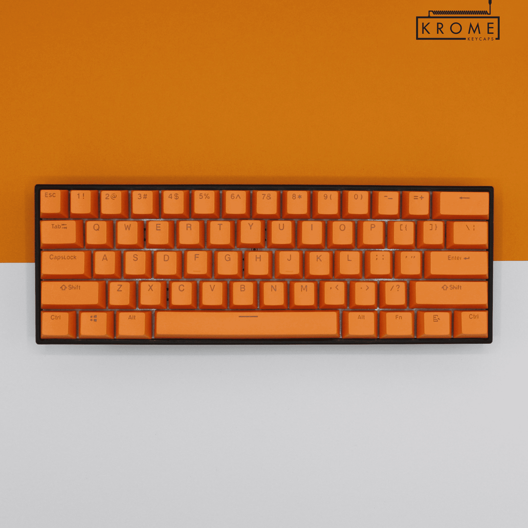 UK Orange PBT Keychron (Layout) Keycaps - 100% Size - Dual Language Keycaps - kromekeycaps