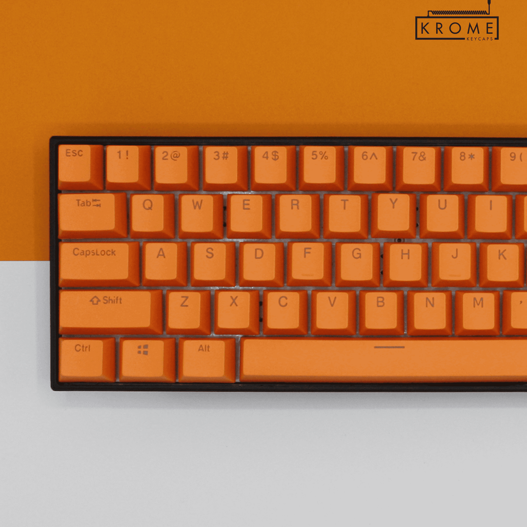 UK Orange PBT Keychron (Layout) Keycaps - 100% Size - Dual Language Keycaps - kromekeycaps