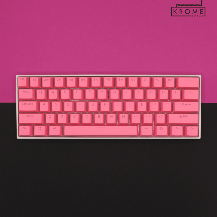 US Pink PBT Japanese (Hiragana) Keycaps - 100% Size - Dual Language Keycaps - kromekeycaps