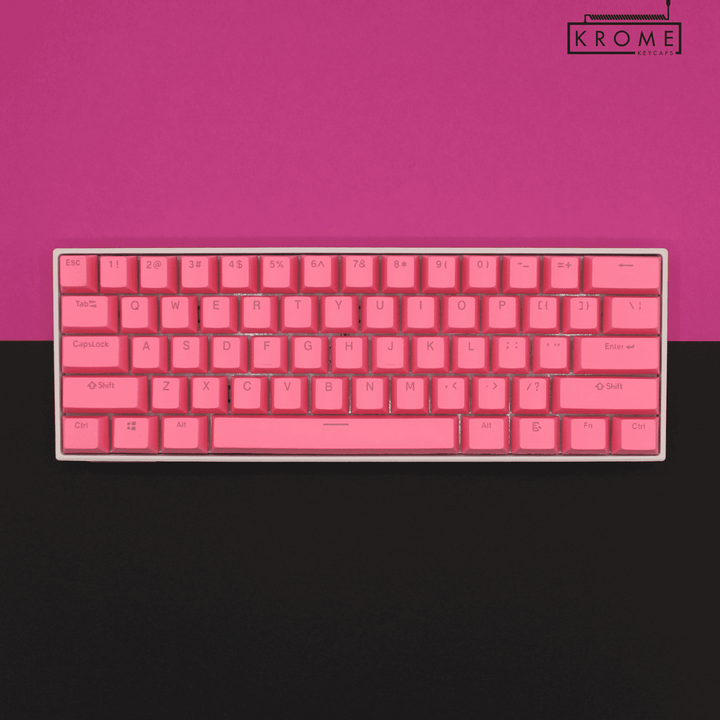 Pink PBT Belgian Keycaps - ISO-BE - 100% Size - Dual Language Keycaps - kromekeycaps