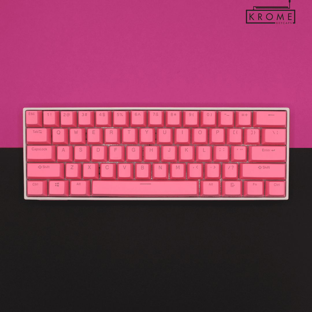 UK Pink PBT Keychron (Layout) Keycaps - 100% Size - Dual Language Keycaps - kromekeycaps