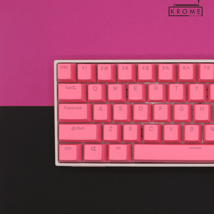 US Pink PBT Japanese (Hiragana) Keycaps - 100% Size - Dual Language Keycaps - kromekeycaps