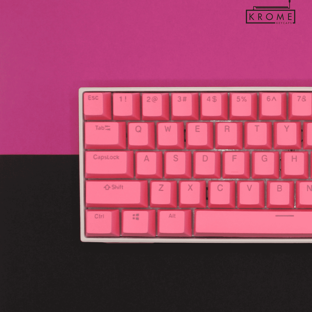 US Pink PBT Korean (Hangul) Keycaps - 100% Size - Dual Language Keycaps - kromekeycaps