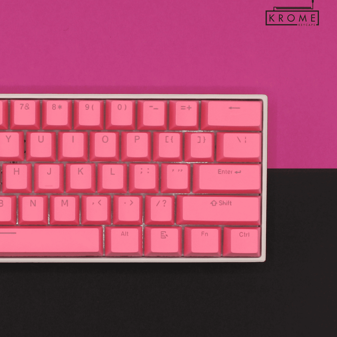 US Pink PBT Japanese (Hiragana) Keycaps - 100% Size - Dual Language Keycaps - kromekeycaps