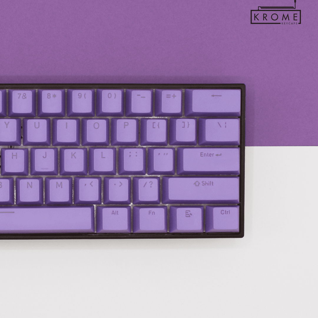 UK Purple PBT Mac & Multimedia Keycaps - 100% Size - Dual Language Keycaps - kromekeycaps