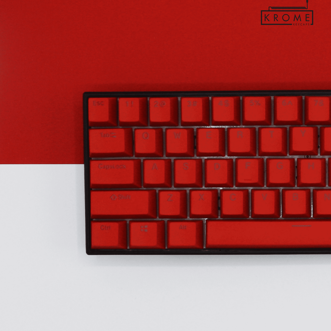 Red PBT Spanish Keycaps - ISO-ES - 100% Size - Dual Language Keycaps - kromekeycaps