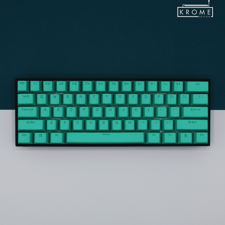 UK Teal PBT Keycaps - ISO/ANSI - 100% Size - Dual Language Keycaps - kromekeycaps