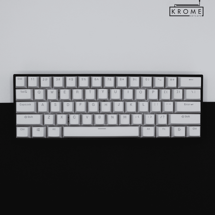 White PBT Belgian Keycaps - ISO-BE - 100% Size - Dual Language Keycaps - kromekeycaps