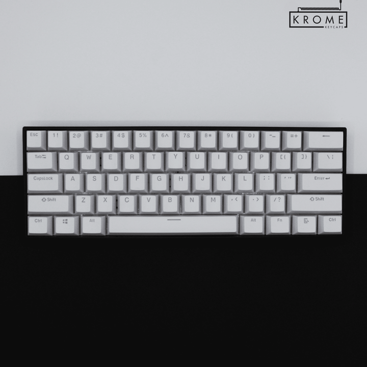 UK White PBT Keychron (Layout) Keycaps - 100% Size - Dual Language Keycaps - kromekeycaps