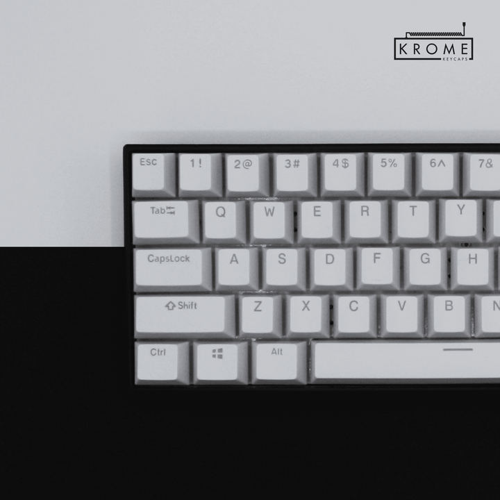 White PBT Swedish Keycaps - ISO-SE - 100% Size - Dual Language Keycaps - kromekeycaps