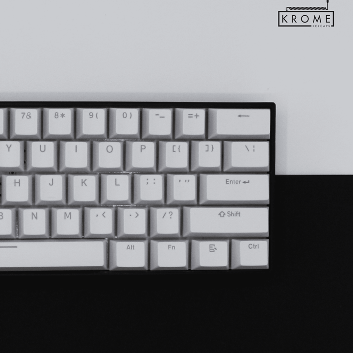 White PBT Danish Keycaps - ISO-DK - 100% Size - Dual Language Keycaps - kromekeycaps