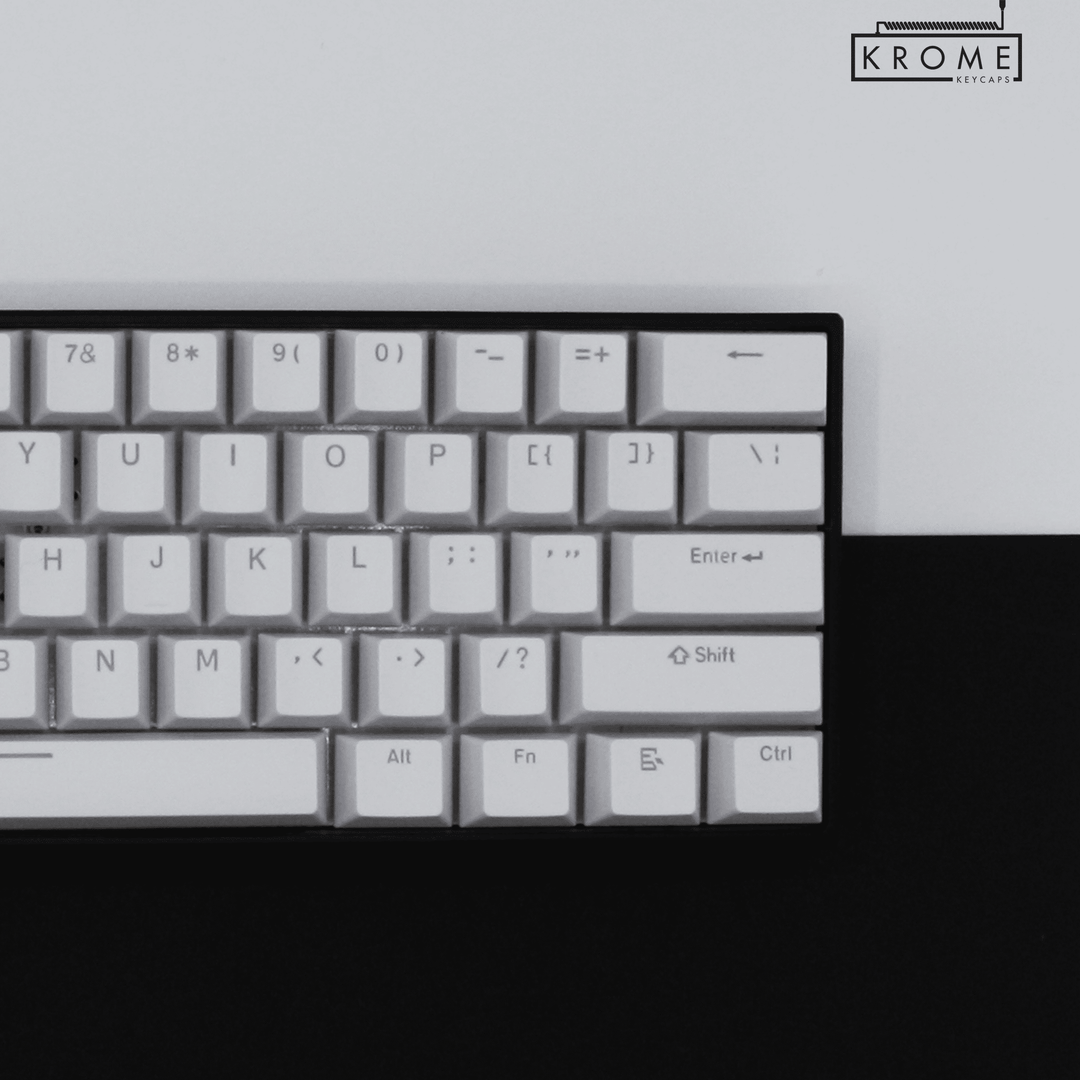 UK White PBT Keychron (Layout) Keycaps - 100% Size - Dual Language Keycaps - kromekeycaps