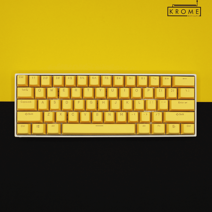 Yellow PBT Spanish Keycaps - ISO-ES - 100% Size - Dual Language Keycaps - kromekeycaps