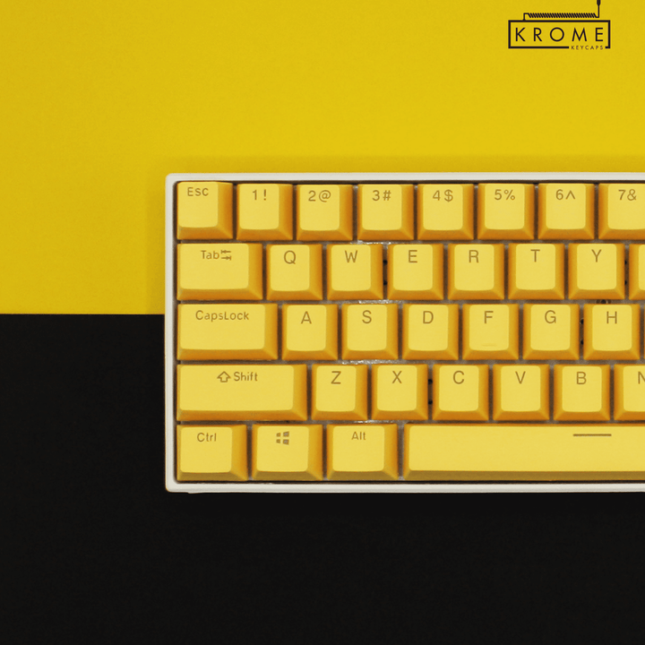 Yellow PBT Spanish Keycaps - ISO-ES - 100% Size - Dual Language Keycaps - kromekeycaps