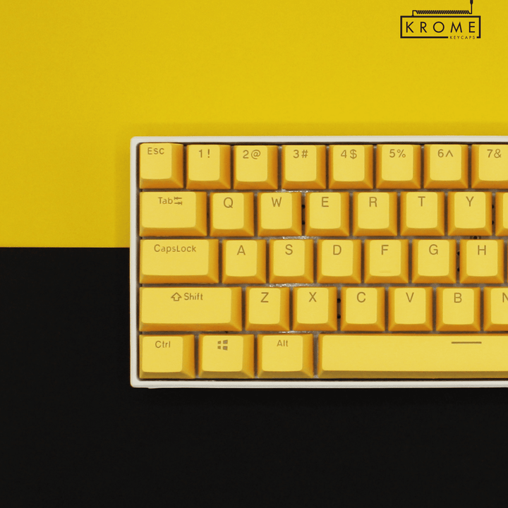 UK Yellow PBT Keychron (Layout) Keycaps - 100% Size - Dual Language Keycaps - kromekeycaps