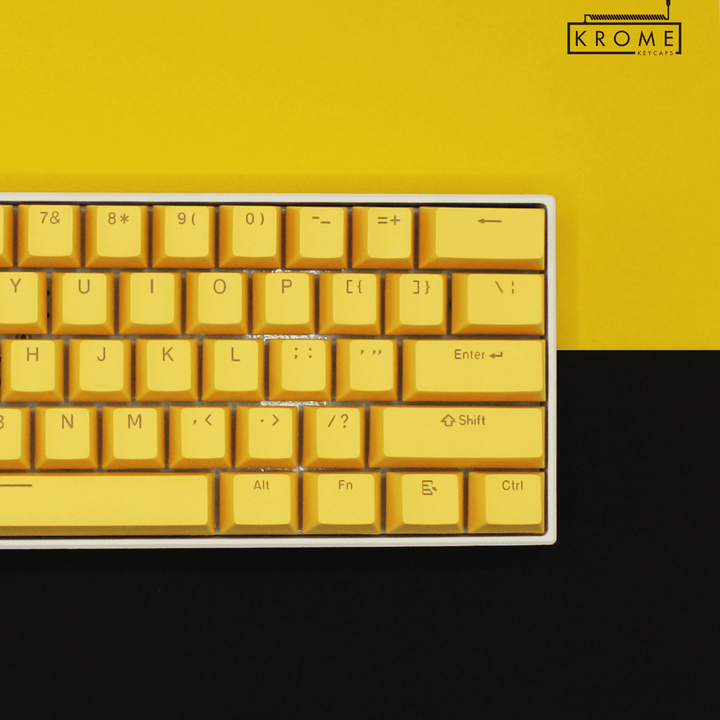 UK Yellow PBT Keychron (Layout) Keycaps - 100% Size - Dual Language Keycaps - kromekeycaps