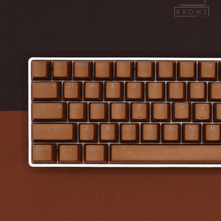 Light Brown Dutch (ISO-NL) Dual Language PBT Keycaps - 65/75% Krome Keycaps LTD dutch
