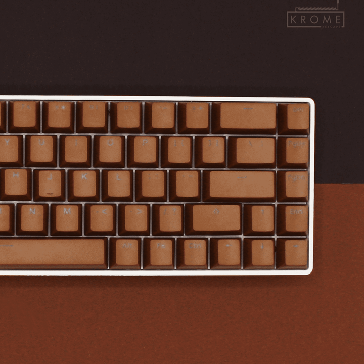 Light Brown PBT Dutch Keycaps - ISO-NL - 65/75% Sizes - Dual Language Keycaps - kromekeycaps