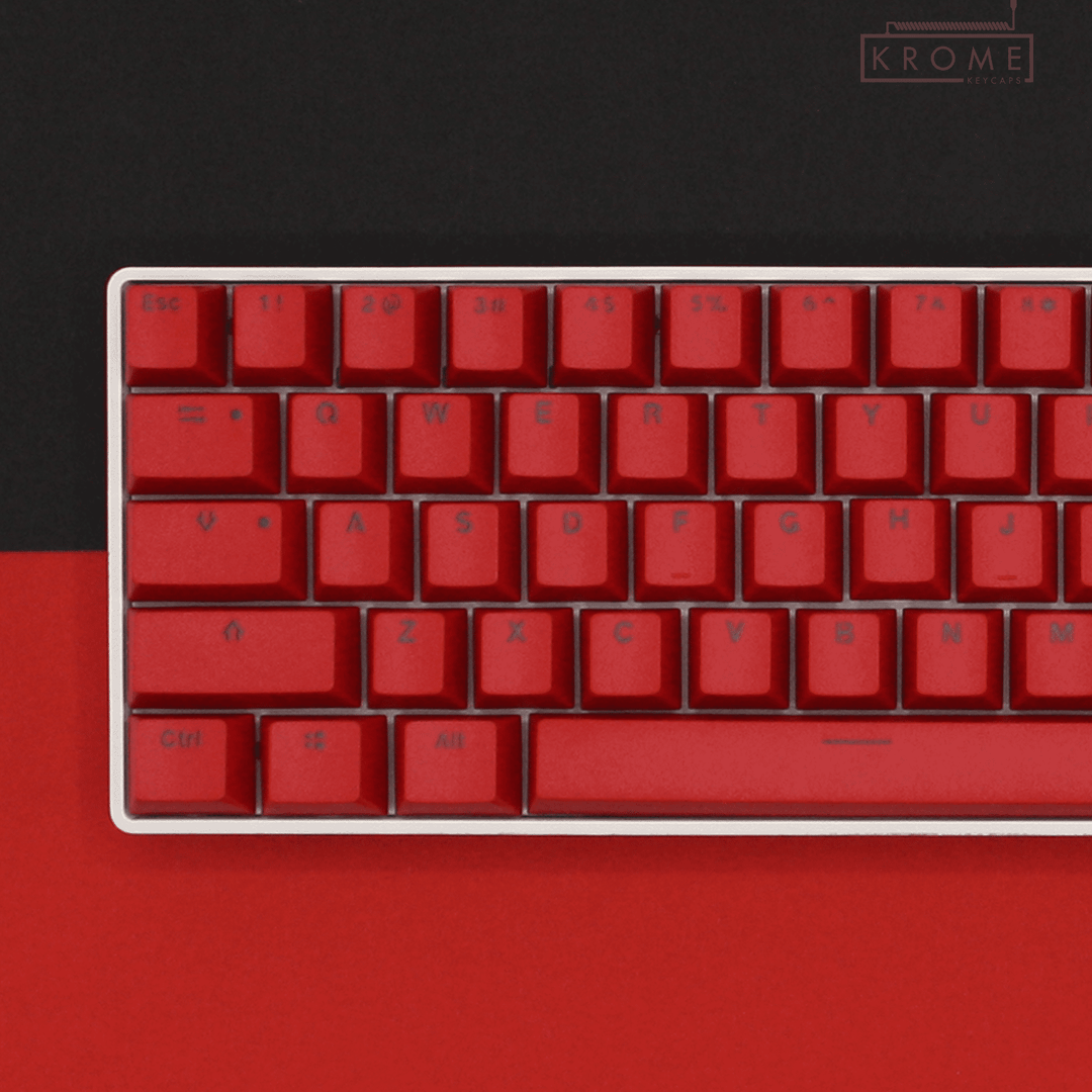 Red PBT German Keycaps - ISO-DE - 65/75% Sizes - Dual Language Keycaps - kromekeycaps