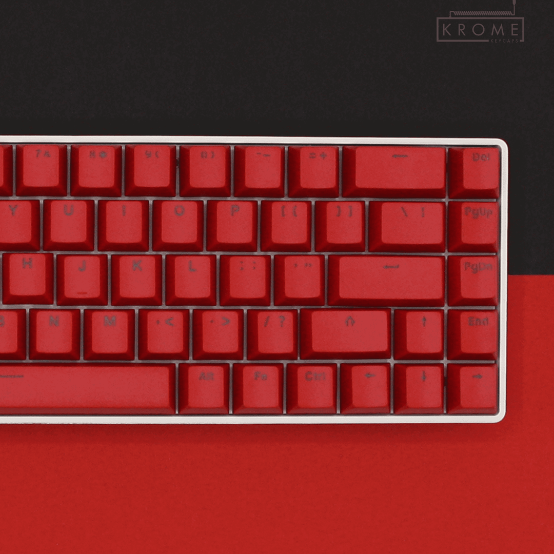 Red German (ISO-DE) Dual Language PBT Keycaps - 65/75% Krome Keycaps LTD german