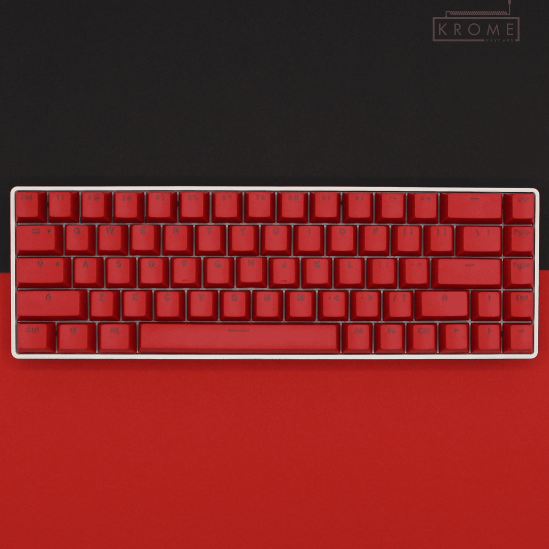 Red Backlit PBT Keycaps - 65/75% Krome Keycaps LTD Single Colour, USA