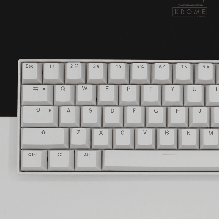 White PBT Danish Keycaps - ISO-DK - 65/75% Sizes - Dual Language Keycaps - kromekeycaps