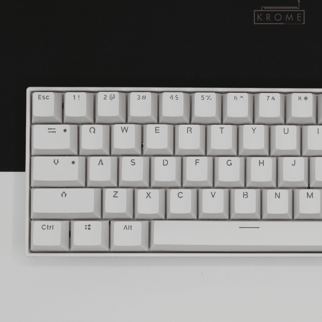 UK White PBT Keychron (Layout) Keycaps - 65/75% Sizes - Dual Language Keycaps - kromekeycaps