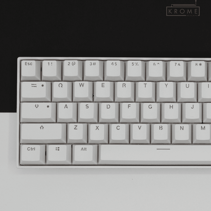 UK White PBT Japanese (Hiragana) Keycaps - 65/75% Sizes - Dual Language Keycaps - kromekeycaps