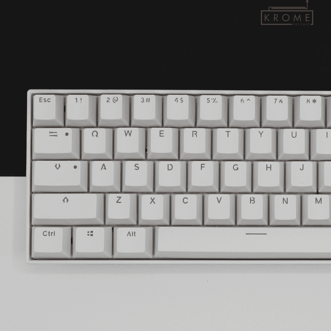 White PBT Belgian Keycaps - ISO-BE - 65/75% Sizes - Dual Language Keycaps - kromekeycaps