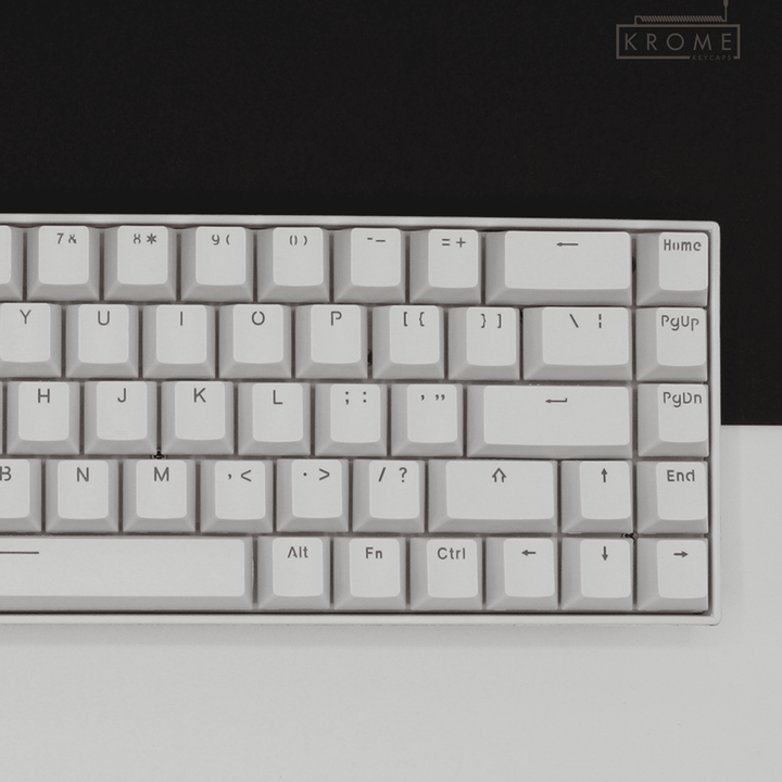 US White PBT Japanese (Hiragana) Keycaps - 65/75% Sizes - Dual Language Keycaps - kromekeycaps