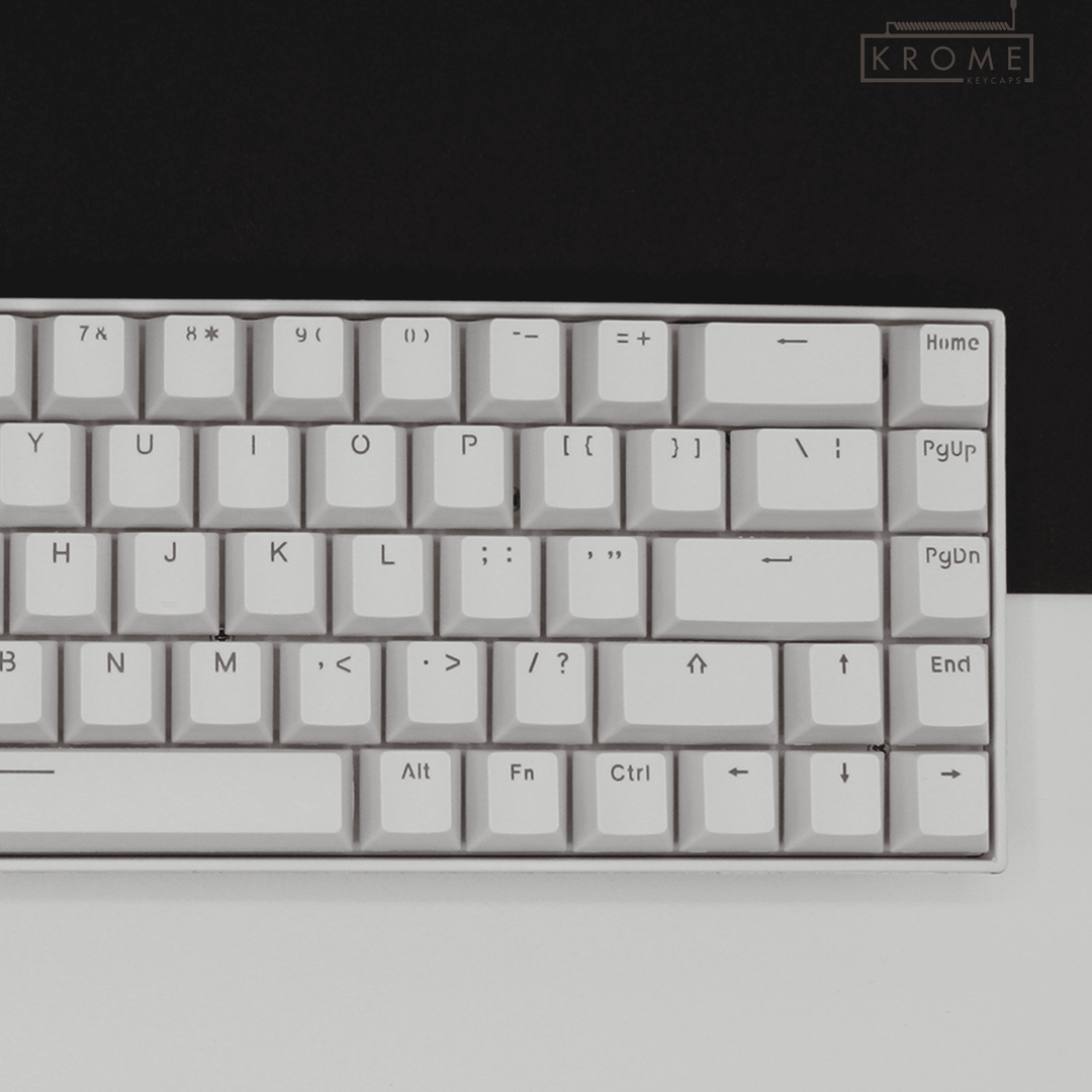 UK White PBT Japanese (Hiragana) Keycaps - 65/75% Sizes - Dual Language Keycaps - kromekeycaps