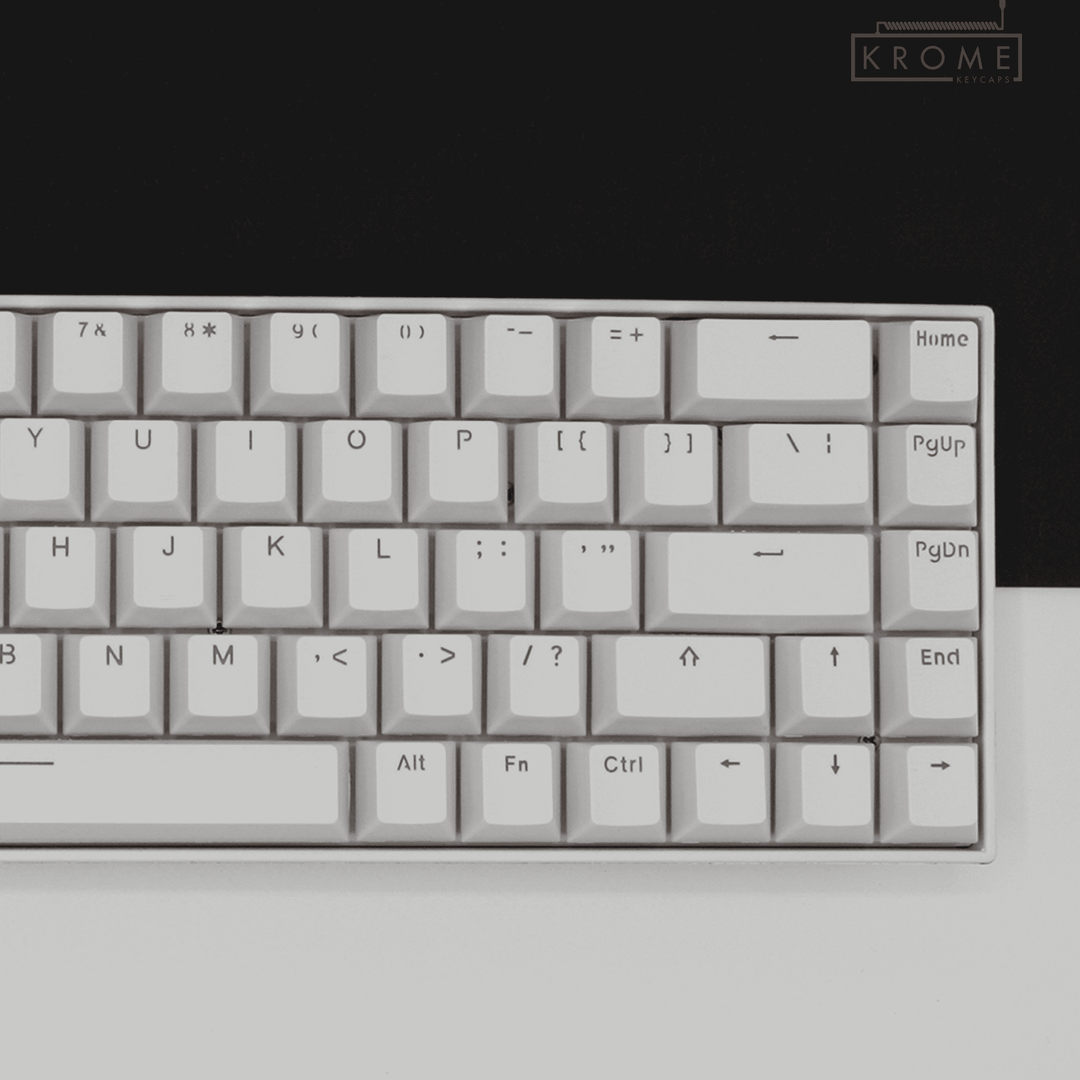 White PBT Danish Keycaps - ISO-DK - 65/75% Sizes - Dual Language Keycaps - kromekeycaps