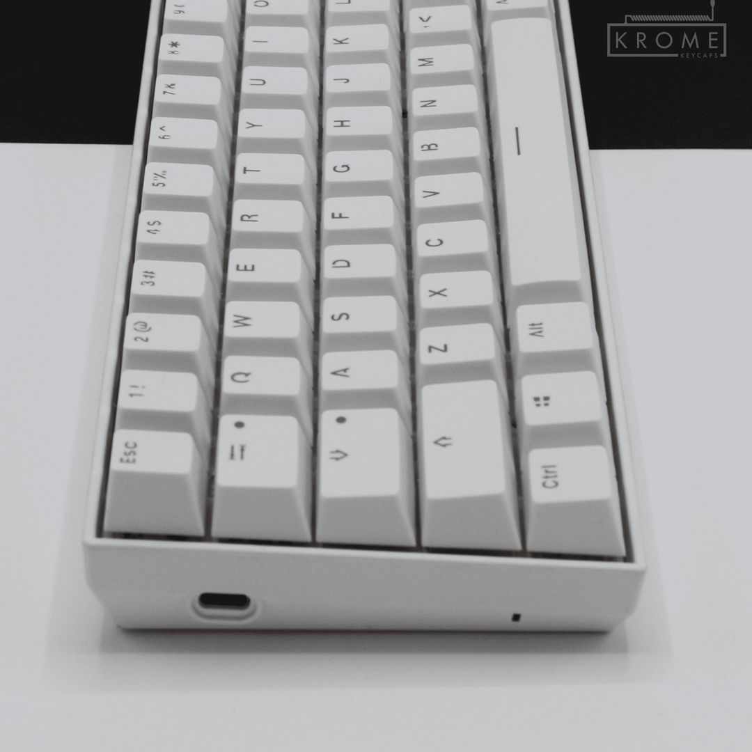 UK White PBT Japanese (Hiragana) Keycaps - 65/75% Sizes - Dual Language Keycaps - kromekeycaps