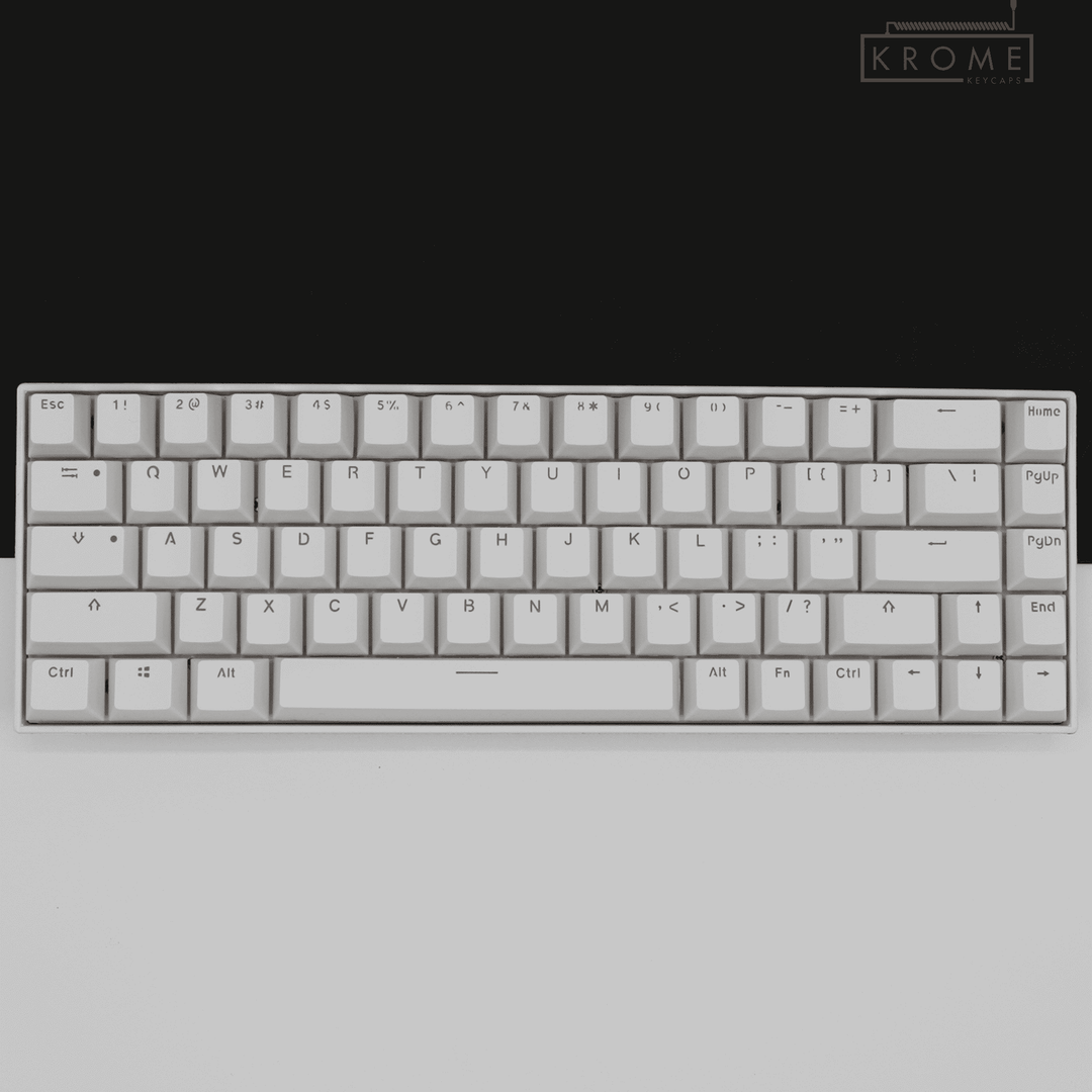 White PBT Belgian Keycaps - ISO-BE - 65/75% Sizes - Dual Language Keycaps - kromekeycaps