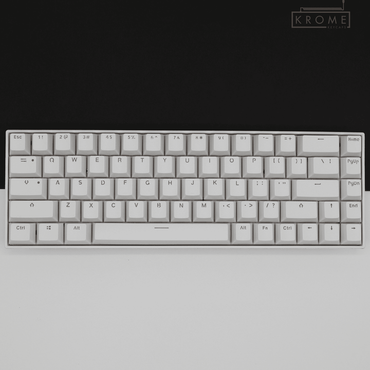 US White PBT Japanese (Hiragana) Keycaps - 65/75% Sizes - Dual Language Keycaps - kromekeycaps