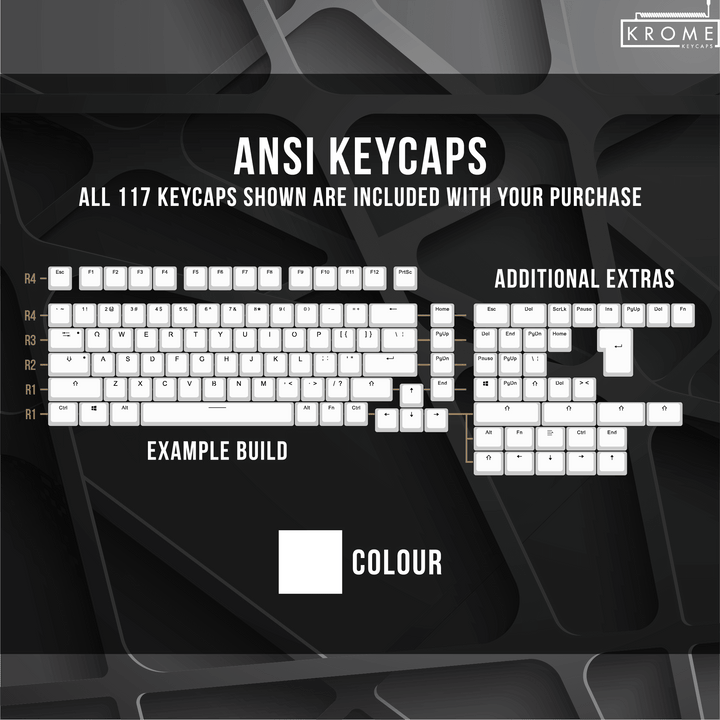 ISO/ANSI - 65/75% - Black PBT Keycaps - kromekeycaps