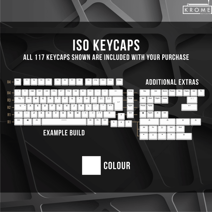 ISO/ANSI - 65/75% - Black PBT Keycaps - kromekeycaps
