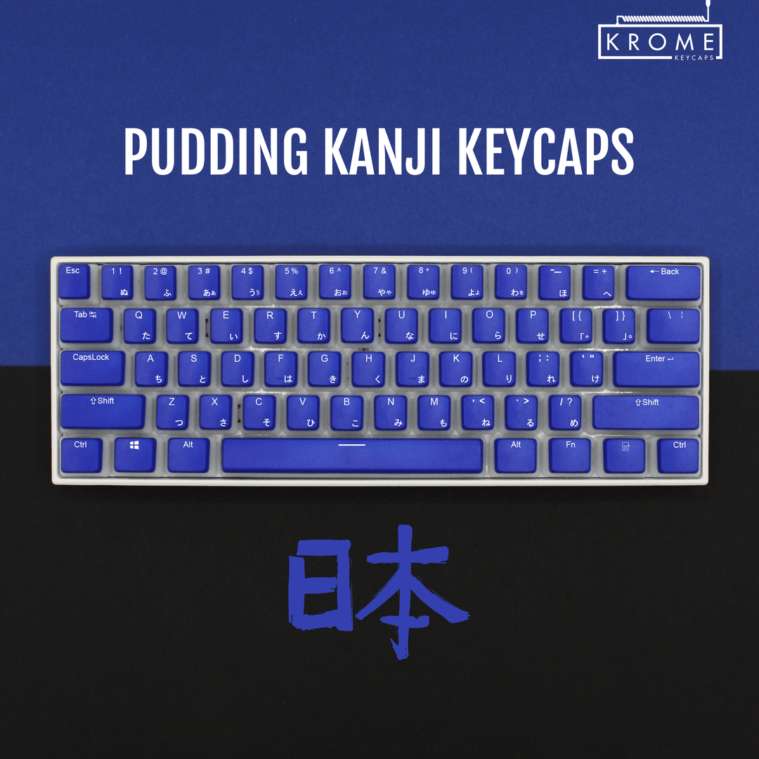 Dark Blue Japanese Dual Language PBT Pudding Keycaps Krome Keycaps LTD Kanji Pudding