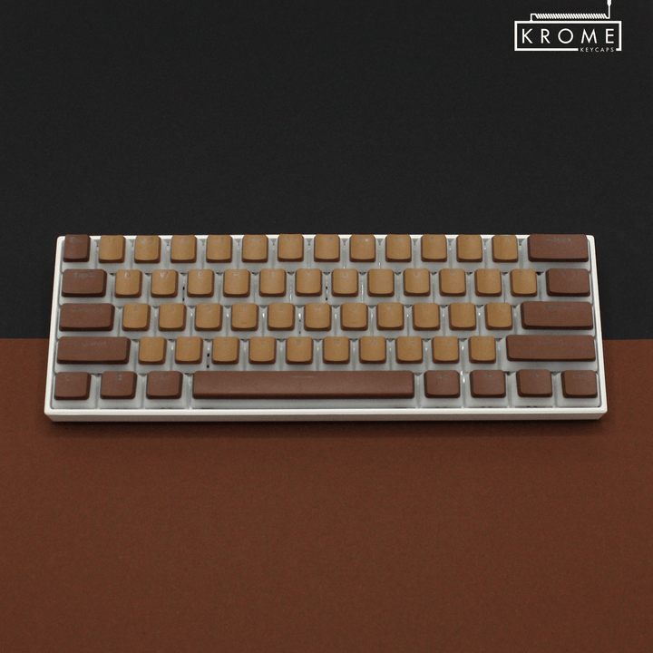 ANSI - Pudding Brown & Light Brown PBT Keycaps - kromekeycaps